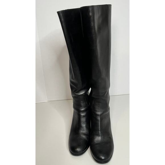 Cole Haan Black Leather Knee-high Boots, Back Zip Size 7 - Picture 2 of 6